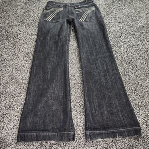 7 For All Mankind Black Flare Wide Leg Jeans